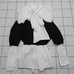 ◇ ⊂ エイミーイストワール フリルカラーシャツセットショートニットプルオーバー ブラック系 レディース E  【1512010006686】