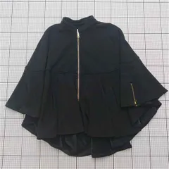 ◇ Θ ガレナ GALENA GL-7214 ポンチョ風ジップアップジャケット ブラック系 レディース E  【1512020024557】