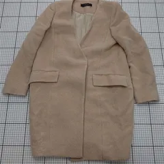 ◇ ⊇ サクラ SACRA ノーカラーコート ベージュ系 ウールアルパカ混 38 レディース E  【1512020028043】