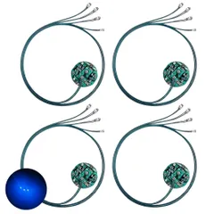 Lezalic LED 電飾 リード線 4本 磁気スイッチ 4個セット 点灯 点滅 ボタン電池 (CR927対応) 模型 プラモデル ジオラマ ライト ワイヤレス 超小型 (ブルー 4) [ブルー 4]