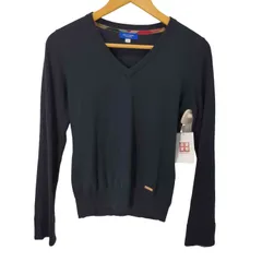 ブルーレーベルクレストブリッジ BLUE LABEL CRESTBRIDGE Vネック コットンシルクニット レディース EUR：38 