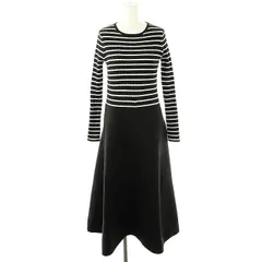 プラステ PLST ホールガーメントニットフレアワンピース ロング S ブラック /DF ■OS