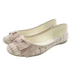 ランバンオンブルー LANVIN en Bleu リボン フラットパンプス フラット 22.5cm ベージュ