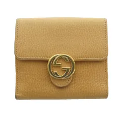 グッチ GUCCI インターロッキングG 二つ折り財布 レザー ベージュ 615525 /SS ■OS