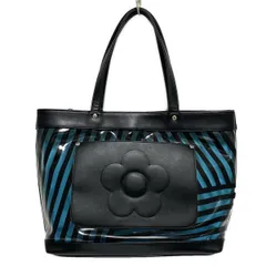 MARY QUANT(マリークワント) ハンドバッグ - 黒×クリア×ライトブルー レザー