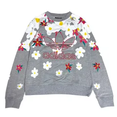 adidas Originals × Pharrell Williams 花柄スウェット トレーナー XSサイズ グレー アディダス コラボ 花 総柄 トレフォイルロゴ ファレルウィリアムス