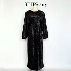 タグ付未使用✨ 美品 / 2024 /SHIPS any シップスエニィ /〈手洗い可能〉 クラッシュ ベロア ボリュームスリーブ ワンピース / ブラック 黒 / フリーサイズ / オケージョン セレモニー 行事/ きれいめ / 近年モデル 秋 冬