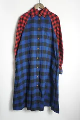 【美品】Vivienne Westwood ロングシャツワンピース サイズ00 Vivienne Westwood（ヴィヴィアンウエストウッド）の「綿ｳｰﾙﾁｪｯｸﾌﾛﾝﾄ