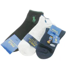 ポロ ラルフローレン POLO RALPH LAUREN 靴下 ソックス 3点セット ポニーロゴ刺繍 ポロベア 21～23cm 25～27cm 紺 ネイビー 黒 ブラック グレー /AO8 ■GY99