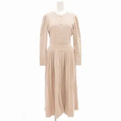 セルフォード CELFORD 21AW クリスタルプリーツニットワンピース 長袖 ロング ボタンデザイン 36 ベージュ系 CWNO215038 /GV