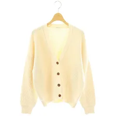 デミリー DEMYLEE  Vネックカーディガン ニット 長袖 コットン S アイボリー /NR ■OS