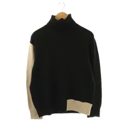 エムエムシックス メゾンマルジェラ MM6 Maison Margiela コットン バイカラー タートルネックニット セーター S ブラック ベージュ /ES ■OS