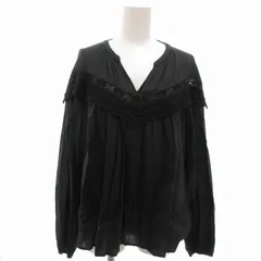 ナノユニバース nano universe シャツ ブラウス レース 長袖 F 黒 ブラック /KR