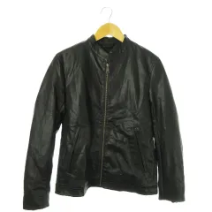 ナノユニバース nano universe ライダースジャケット シングル フェイクレザー ジップアップ M 黒 ブラック /AO17 ■GY18