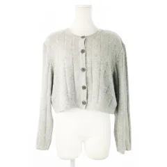 レリアン Leilian カーディガン ニット クルーネック 丸首 長袖 クロップド ショート丈 ウール 11 グレー /CK9