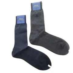 ポロ ラルフローレン POLO RALPH LAUREN タグ付き 靴下 2足セット まとめ ポニー ロゴ刺繍 25cm 26cm グレー ネイビー /UO