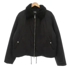ザラ ZARA 中綿 ジャケット ブルゾン ボア襟 L ブラック /UO