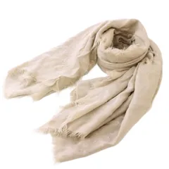 ルイヴィトン LOUIS VUITTON ショール モノグラム ストール フリンジ ロゴ 総柄 ワンカラー シルク ウール混 ベージュ M71336 /BB ■OH