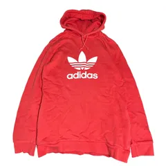 adidas アディダス パーカー トレフォイルロゴ メンズ Mサイズ オレンジ系 フーディー 裏起毛 ストリート スポーツ カジュアル レディース オーバーサイズ