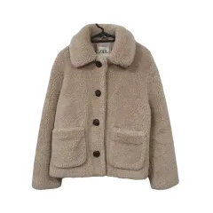 ZARA ザラ ベージュ ポリ 100% フリース ジャケット XS