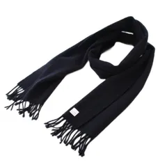 ノーブランド マフラー フリンジ カシミヤ100％ ワンカラー 黒 ブラック /BB