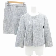 ロペピクニック ROPE Picnic スーツ セットアップ 上下 ノーカラージャケット タイトスカート ノーベント ひざ丈 36 水色 ライトブルー 白 ホワイト /GV