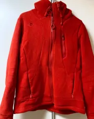 DESCENTE フリース フーデッドジャケット レッド レディース