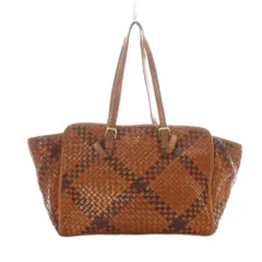 サザビー SAZABY トートバッグ レザー  イントレチャート 編み込み  茶色 ブラウン /RI ■OS