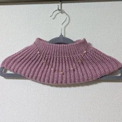 ハンドメイド かぎ針編み つけ襟 タートルネック スヌード ネックウォーマー ビビッドピンク