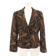 ジュンアシダ jun ashida テーラードジャケット 総柄 シルク混 アウター 9 黒 カーキ 赤 SJ7357 /YM