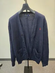 ポロラルフローレン カーディガン Vネック コットン ネイビー POLO