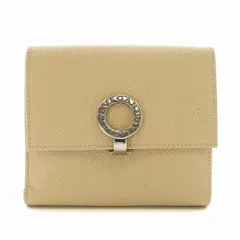 ブルガリ BVLGARI 財布 二つ折り レザー ロゴ クリップ シルバー金具 ベージュ /XZ ■GY12