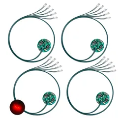 Lezalic LED 超小型 リード線 5本 磁気スイッチ 電飾 4個セット ワイヤレス 点灯 点滅 ボタン電池 (CR927対応) 模型 ジオラマ プラモデル ライト 照明 (レッド 5) [レッド 5]