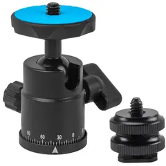 ルボナリエ 自由雲台 ボールヘッド 360度回転 1/4ネジ コールドシューマウント 耐荷重2kg カメラ 三脚用 (ブルー) [ブルー]のサムネイル