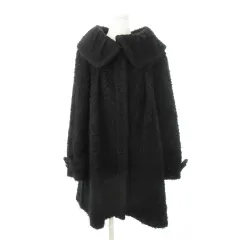 トゥービーシック TO BE CHIC ファーコート プードルファー フェイクファー ロング ビッグカラー 比翼 タック 40 L 黒 ブラック /MN6 ■GY22のサムネイル