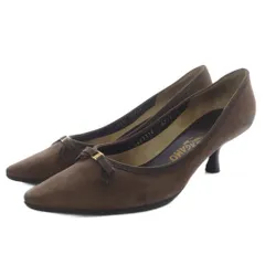 サルヴァトーレフェラガモ ヴァラ スエード パンプス ポインテッドトゥ 8 茶