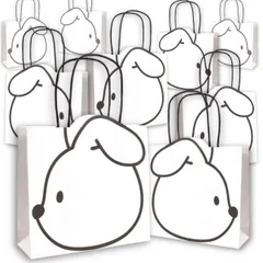 SALUDABLE 紙袋 犬 ラッピング 袋 手提げ プレゼント ギフト 動物 白黒 誕生日 可愛い (Sサイズ 5枚セット) [Sサイズ 5枚セット]
