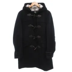 バーバリーブラックレーベル BURBERRY BLACK LABEL ダッフルコート ロング LL 中綿 裏キルティング 裏チェック メルトンウール カシミア混 紺 ダークネイビー /GV