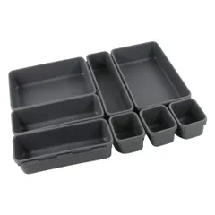 MaT store 引き出し仕切り 収納トレイ 文房具 小物 収納 化粧品 トレイ 8個セット 灰色 [グレー]