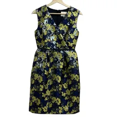 Chesty(チェスティ) ワンピース サイズ0 XS レディース美品  - イエロー×ネイビー×マルチ Vネック/ノースリーブ/ひざ丈/花柄