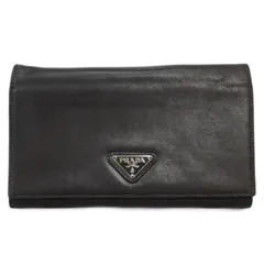 プラダ PRADA 三角ロゴ 二つ折り 長財布 レザー ナイロン ダークブラウン