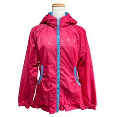 Babolat バボラ レディース ウィンドブレーカー ジャケット フリル Lサイズ ピンク×水色 テニス スポーツウェア フード付き JASPO L BAB-4282W