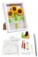 編み物キット ひまわりの編み物 【日本語説明書・動画解説付き】 かぎ針編み 手編みセット 置物 ニットフラワー インテリア 飾り ギフト 玄関飾り 