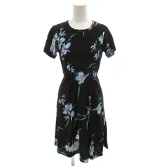 ヌメロヴェントゥーノ N°21 タグ付き ワンピース 絹 シルク ひざ丈 半袖 36 黒 ブラック 花柄 /FF ■GY62