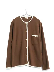 【お得なクーポン配布中!】 70s 80s ブルックスブラザーズ コットン ニット カーディガン レディース L 古着 ヴィンテージ セーター 前開き 羽織り きれいめ ブラウン