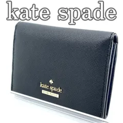【美品】ケイトスペード kate spade PVC カードケース 名刺入れ 黒 青 バイカラー ブラック ネイビー パスケース コンパクト スリム レディース ビジネス 小物