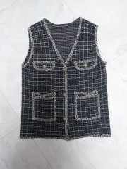 ブラック ツイード ベスト