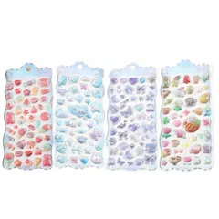 Renjzle シール ぷくぷく立体 3D 可愛い キラキラ ご褒美シール 手帳用 DIY 手芸 スマホケース飾り 携帯電話装飾 子供向け 女の子贈り物 に最適 貼り付け簡単 デコシール 手芸用品 ぷっくり触感 多用途対応(4枚スタイルB) 0