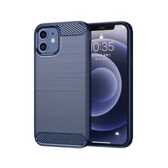 【Hbcnxny】iPhone 12 MINI 5.4 inch ケース 対応 耐衝撃 スマホケース 炭素繊維くて柔らかい TPU（ブルー）滑らかで快適な肌触り ショック おしゃれ アイフォン12 5.4インチ iPhone 12 MINI 5.4 青色