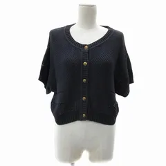 バーバリーブルーレーベル BURBERRY BLUE LABEL ニットカーディガン 半袖 38 M 紺 ネイビー ラウンドネック ミドル丈 /YS4 ■GY61